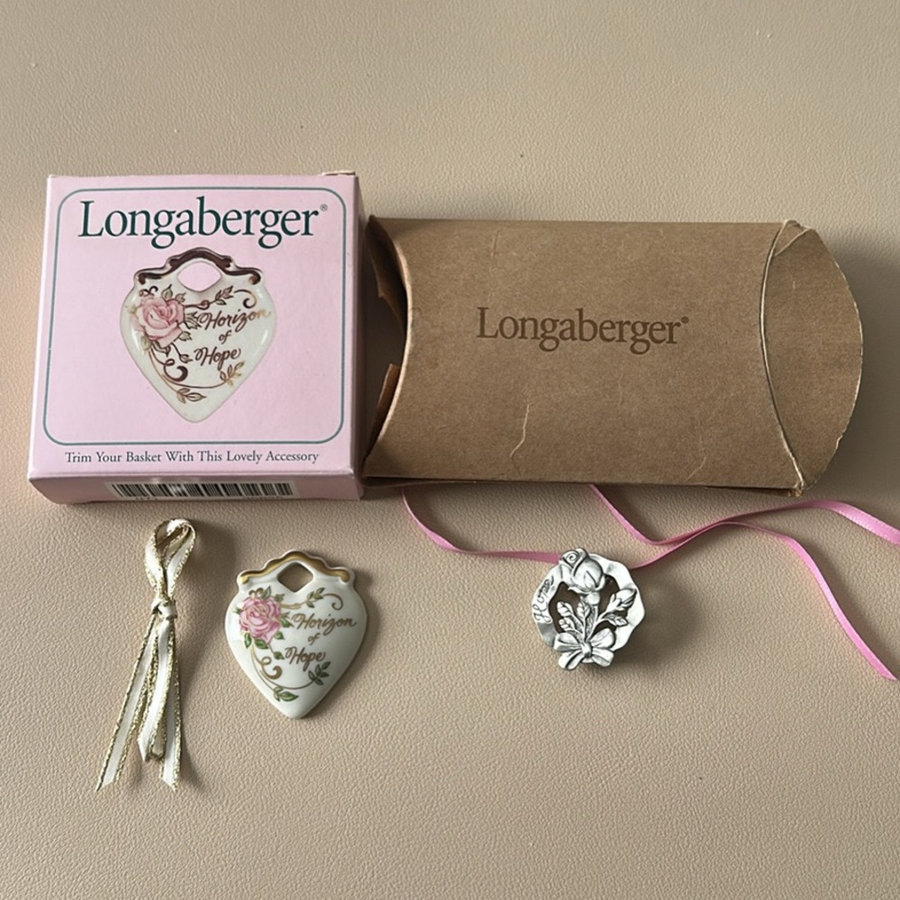 Vintage Longaberger 1999 & 2004 Horizon of Hope basket tie-on